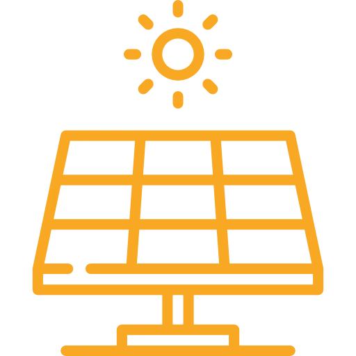 Pictograma de un panel solar con un sol encima